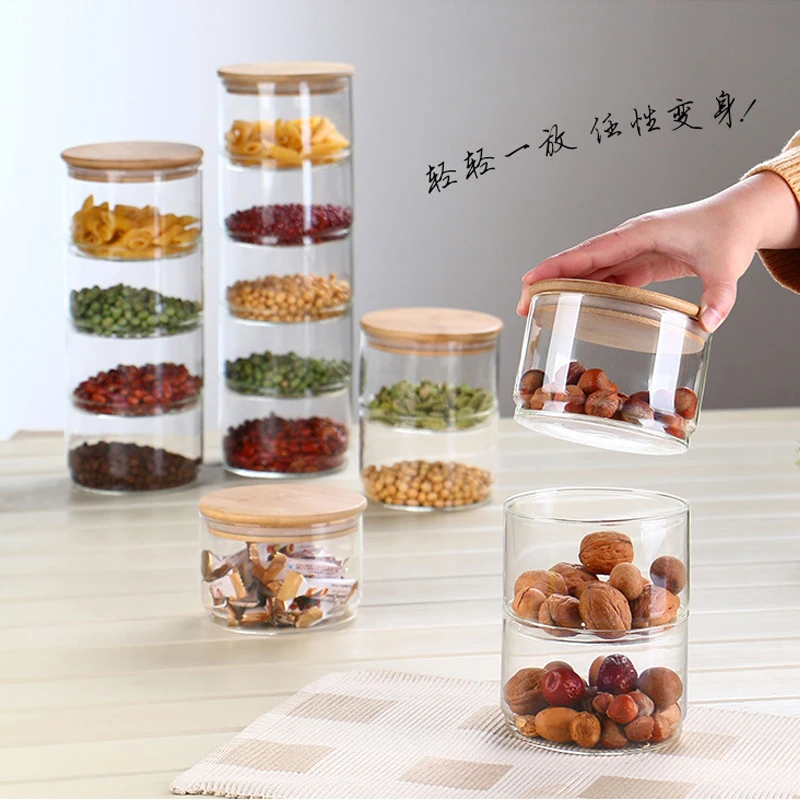 Food Storage Set Glass - New1200 Ml 3-layer Glass Can Kitchen