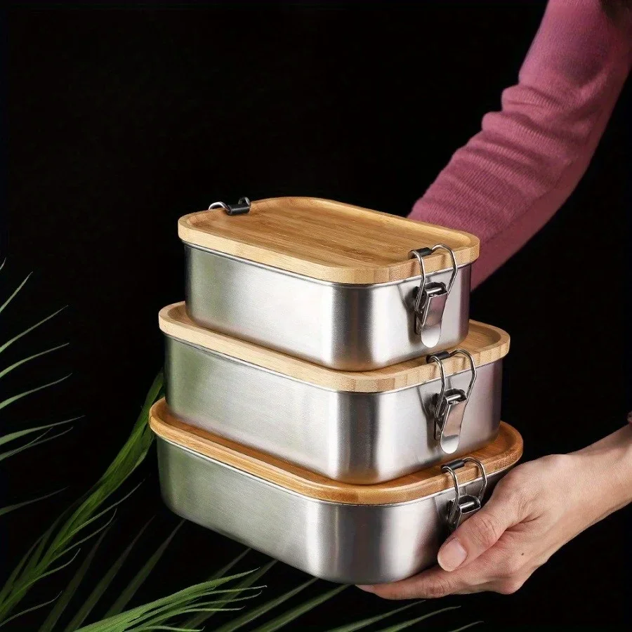 Food Storage Equipment - New 304 Stainless Steel Bamboo Lid