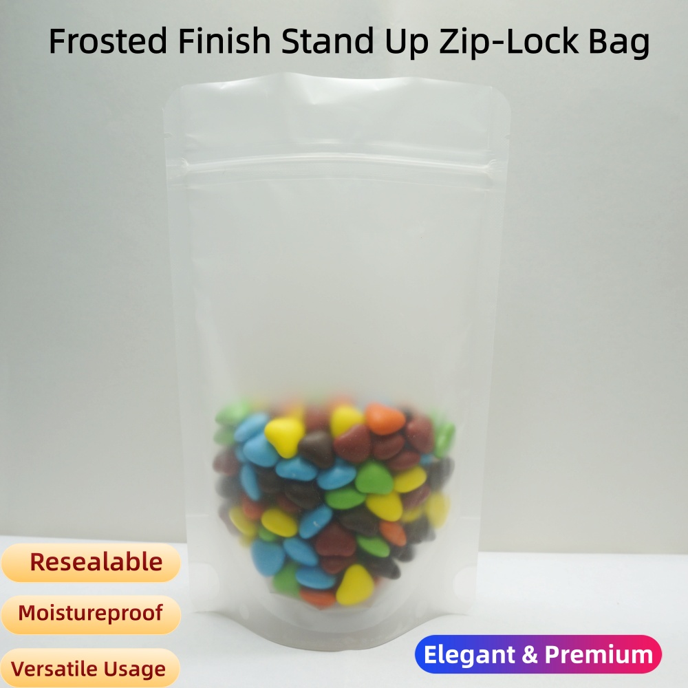 Food Storage With Lock - 100pcs Matte Clear Stand Up Zip