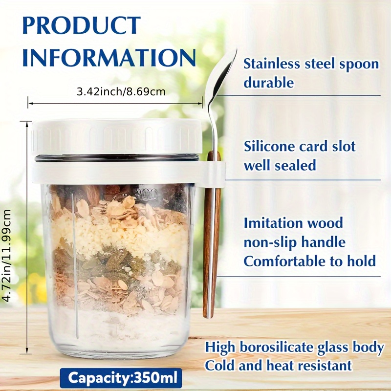 1pc/2pcs Glass Oatmeal Cup, Ov - Food Storage Set Glass ulasan dan harga