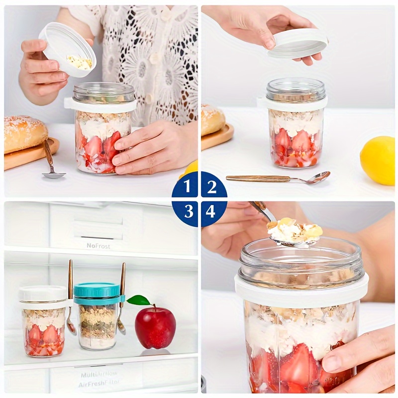 1pc/2pcs Glass Oatmeal Cup, Ov - Food Storage Set Glass ulasan dan harga