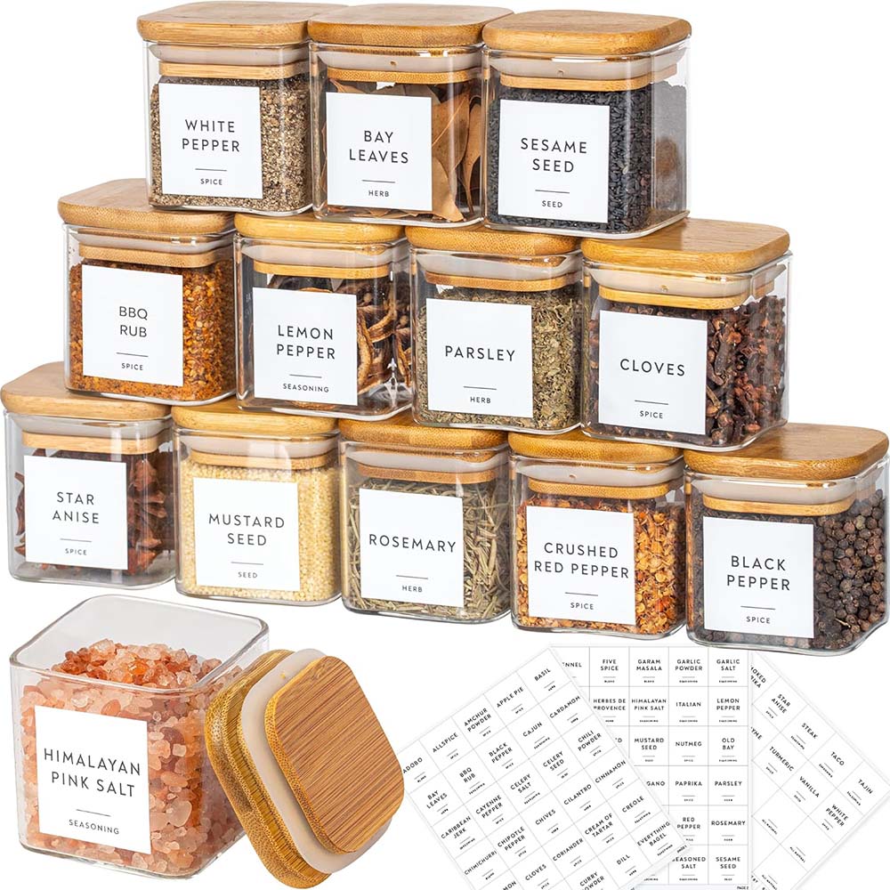 5oz Glass Jars Set with Spice  - Food Storage Set Glass ulasan dan harga