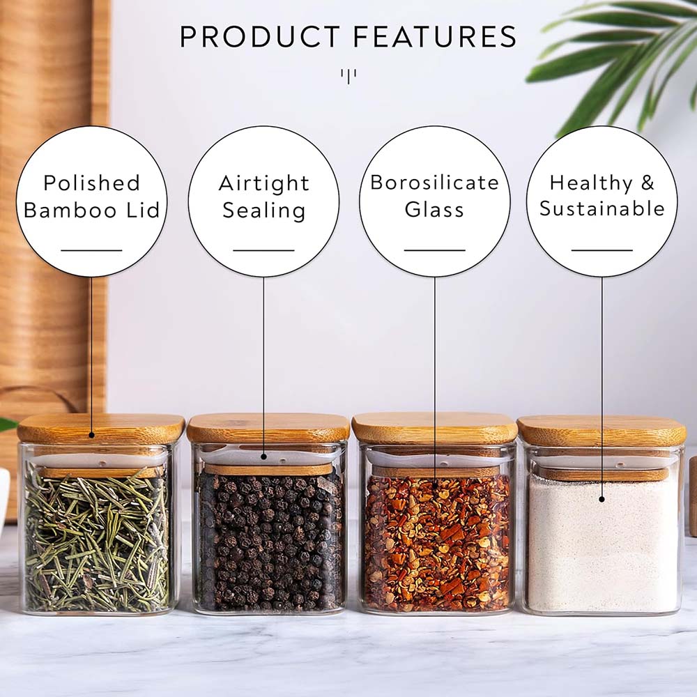 5oz Glass Jars Set with Spice  - Food Storage Set Glass ulasan dan harga