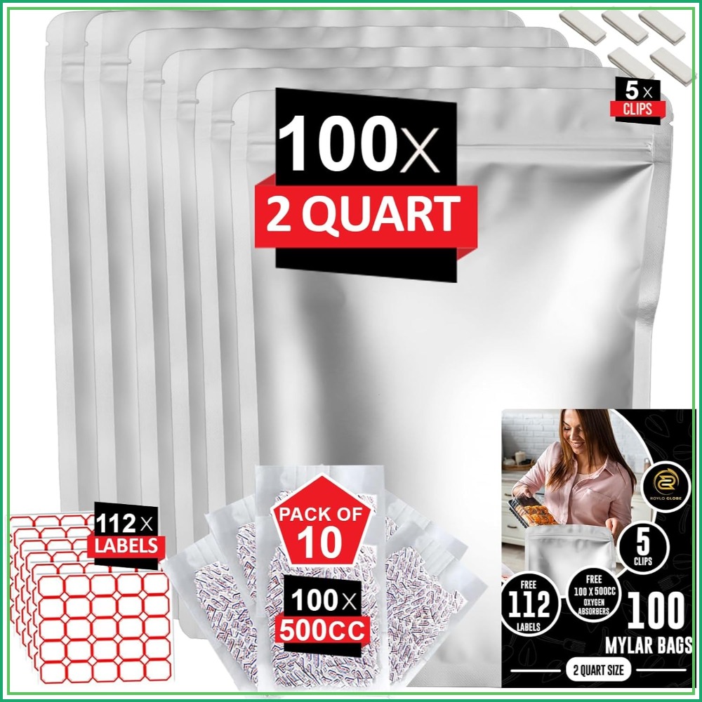 100pcs 2 Quart Mylar Bags with - Food Storage Long Term ulasan dan harga