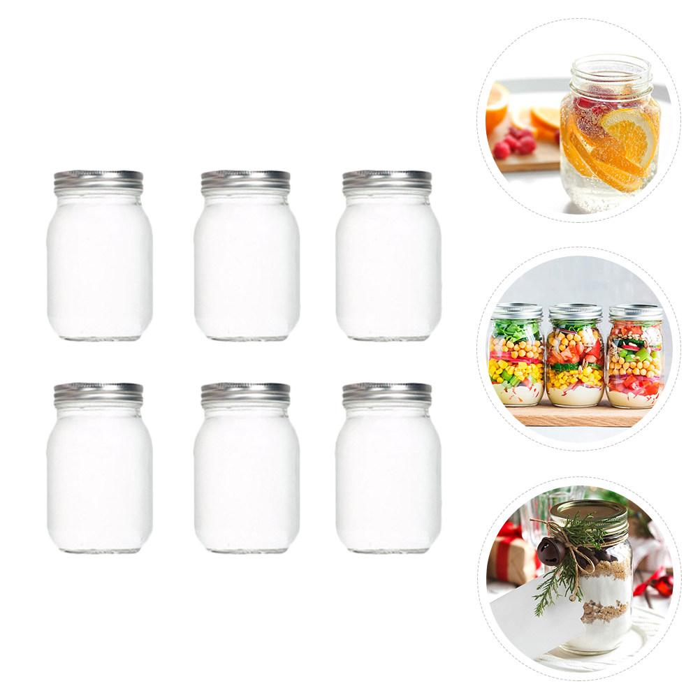6Pcs Transparent Round Glass J - Food Storage Airtight ulasan dan harga