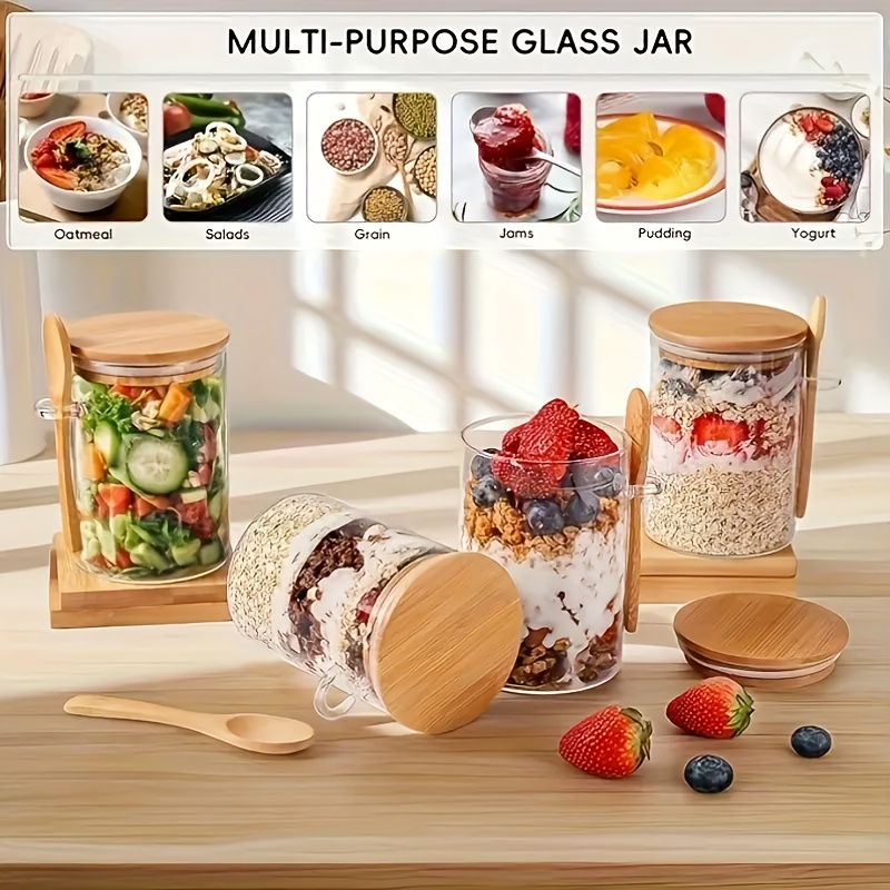 1/2/4/8Pcs Oatmeal Glass Cup S - Food Storage Set Glass ulasan dan harga