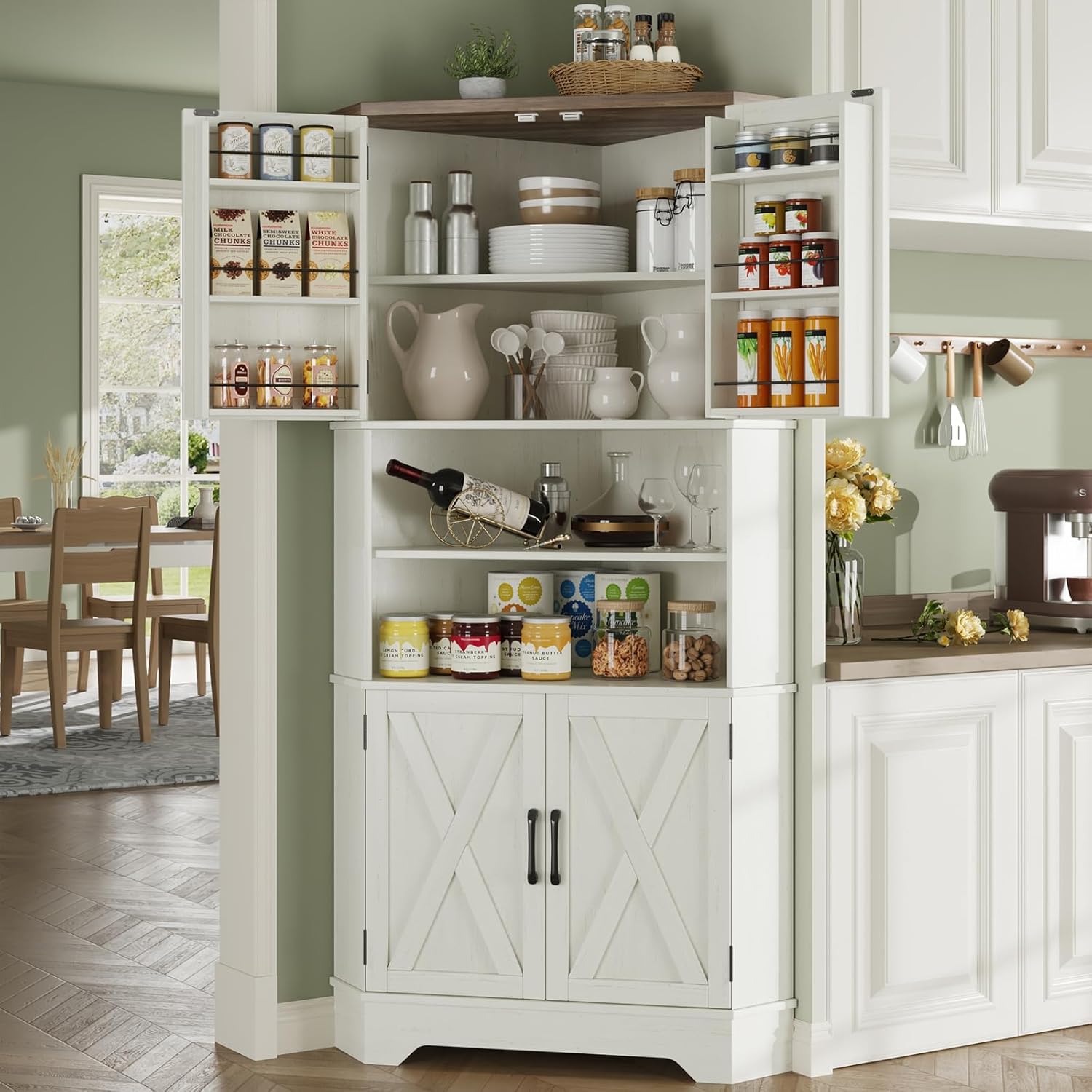 #￥Corner Cabinet, 67''H Kitche - Food Storage In Cabinets ulasan dan harga