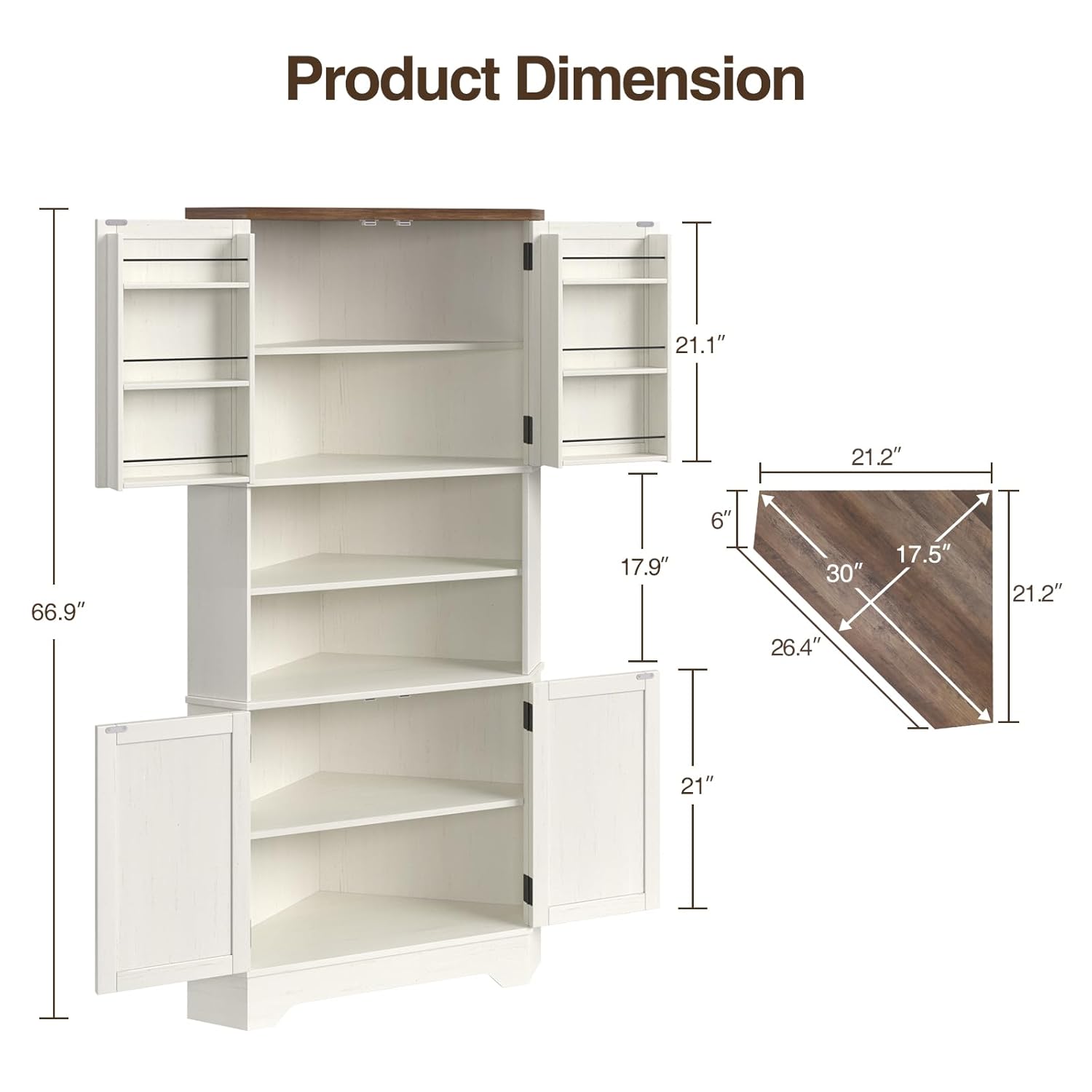 #￥Corner Cabinet, 67''H Kitche - Food Storage In Cabinets ulasan dan harga