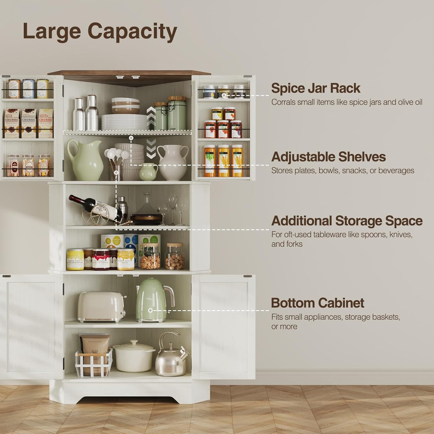 #￥Corner Cabinet, 67''H Kitche - Food Storage In Cabinets ulasan dan harga