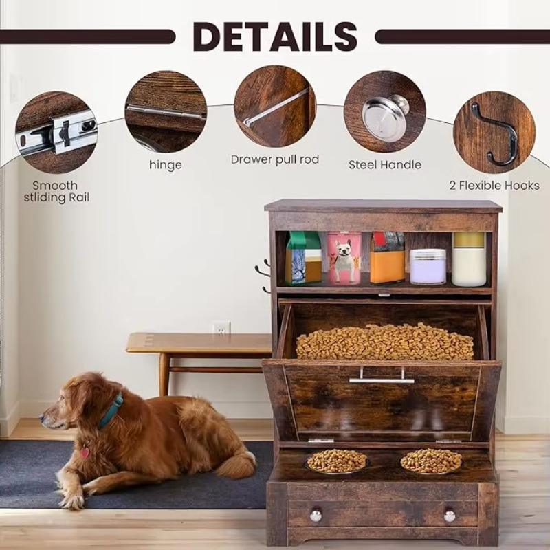 Modern Pet Feeder Station: Ele - Food Storage In Cabinets ulasan dan harga