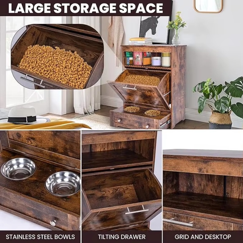 Modern Pet Feeder Station: Ele - Food Storage In Cabinets ulasan dan harga