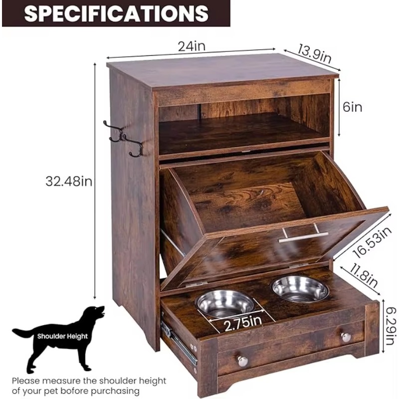 Modern Pet Feeder Station: Ele - Food Storage In Cabinets ulasan dan harga
