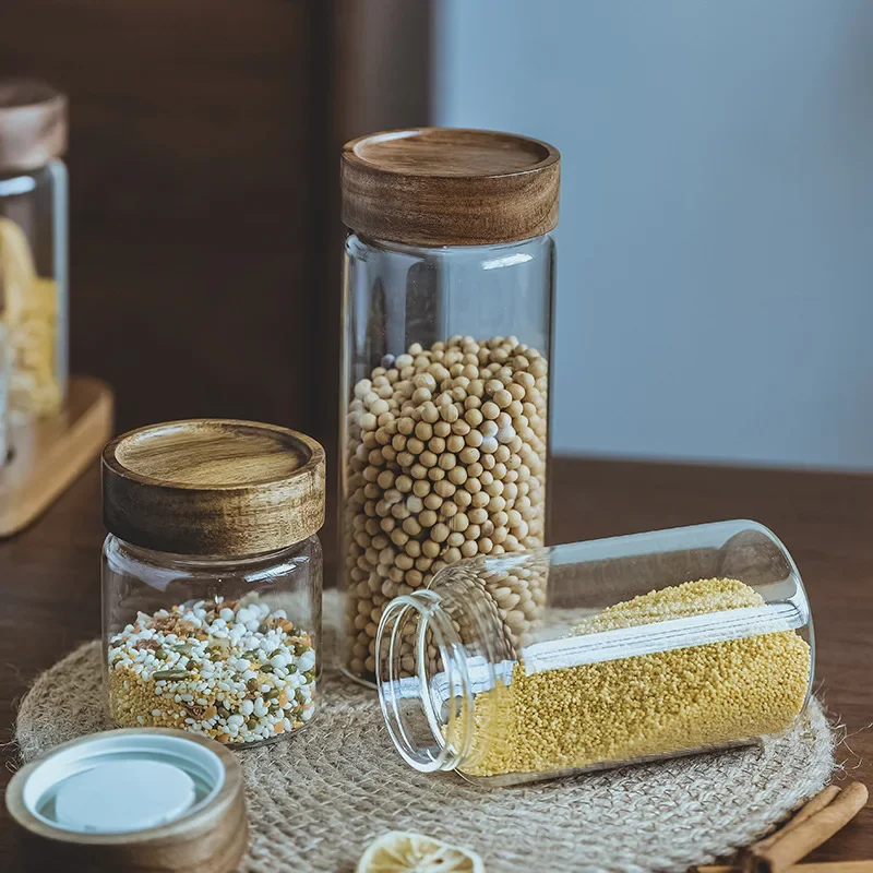 Wood Lid Orgnizer Glass Airtig - Food Storage Set Glass ulasan dan harga