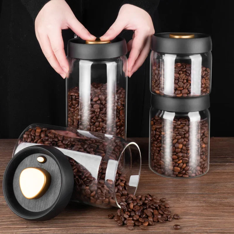 Coffee beans vacuum sealed jar - Food Storage Set Glass ulasan dan harga