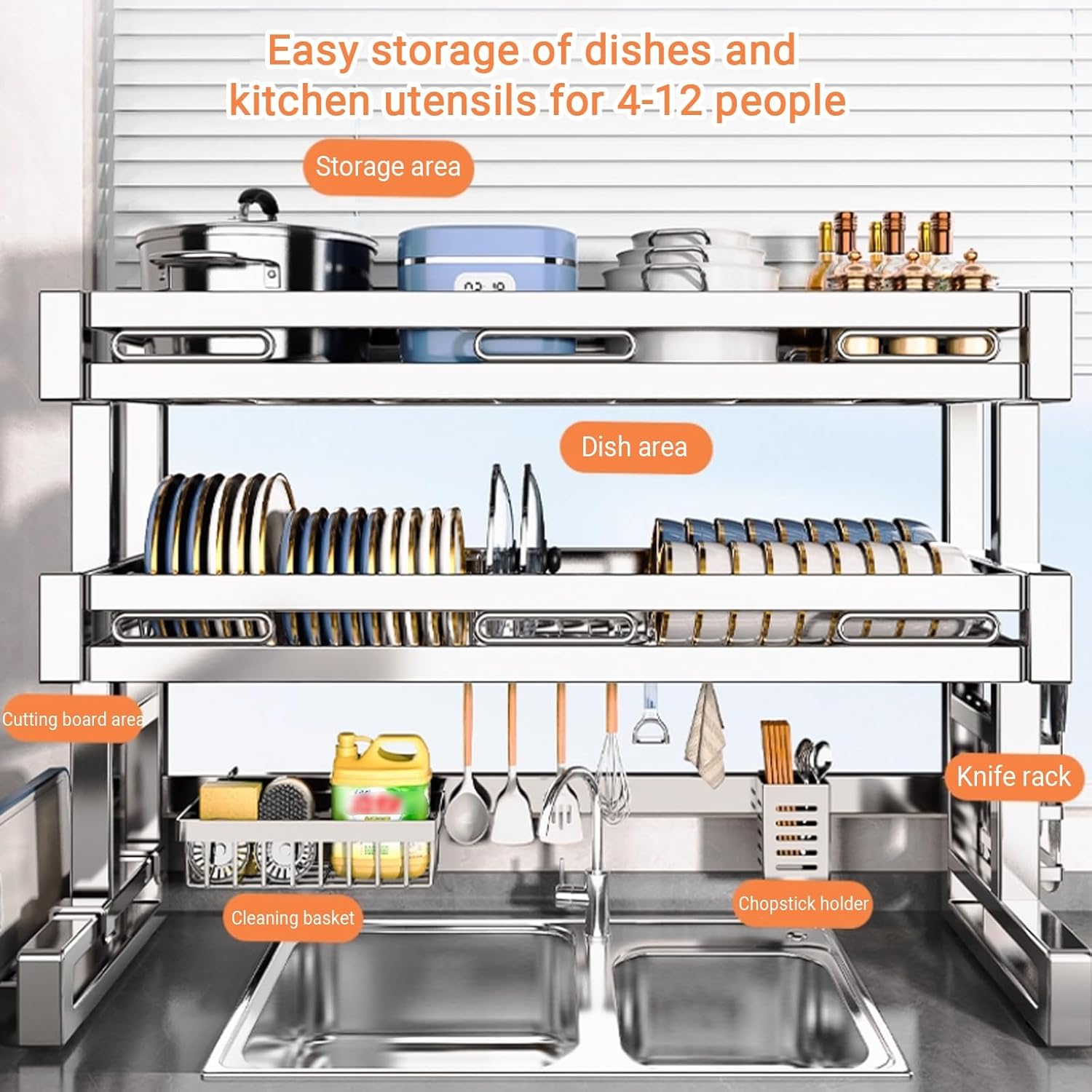 2-Tier Over The Sink Dish Drai - Food Storage Organiser ulasan dan harga