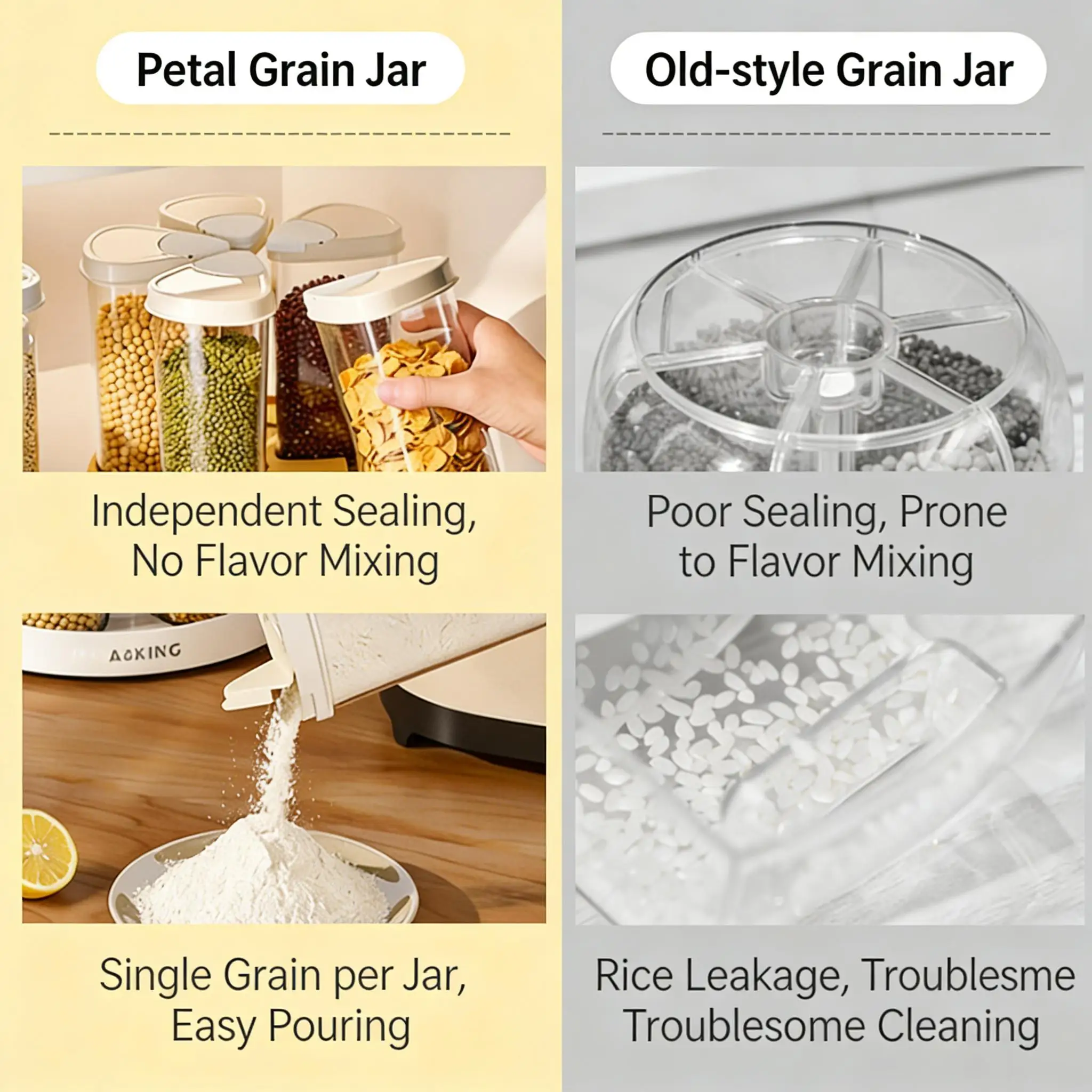 360 Rotating Rice Dispenser Ai - Food Storage Airtight ulasan dan harga