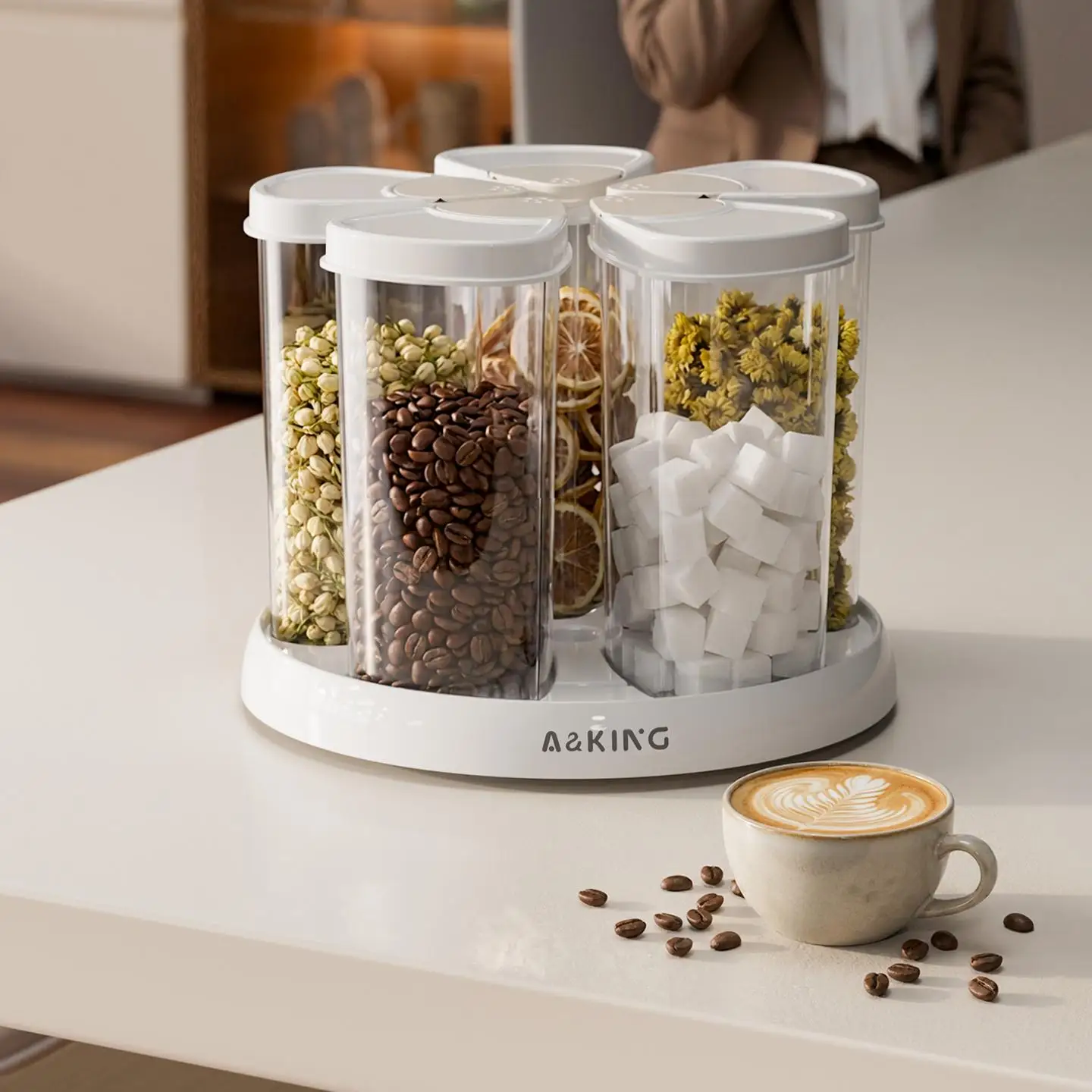 360 Rotating Rice Dispenser Ai - Food Storage Airtight ulasan dan harga