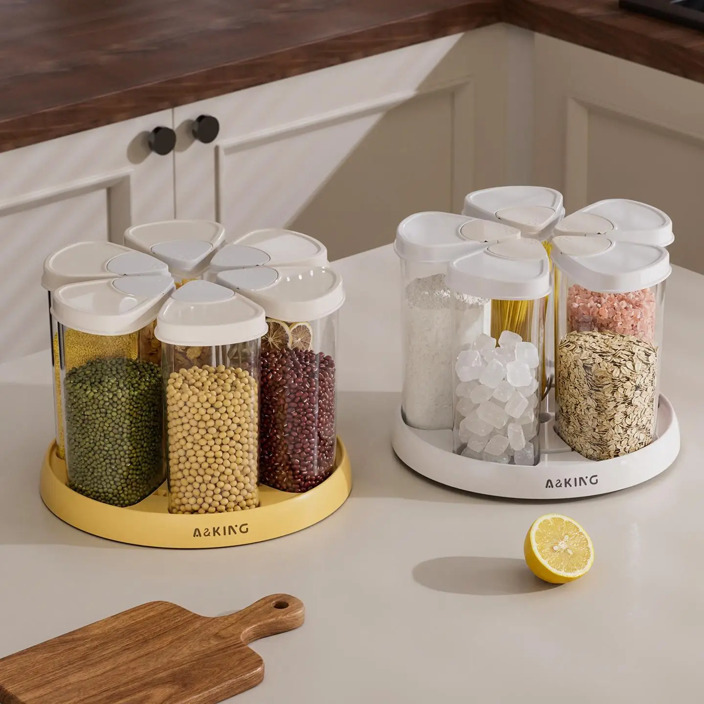360 Rotating Rice Dispenser Ai - Food Storage Airtight ulasan dan harga