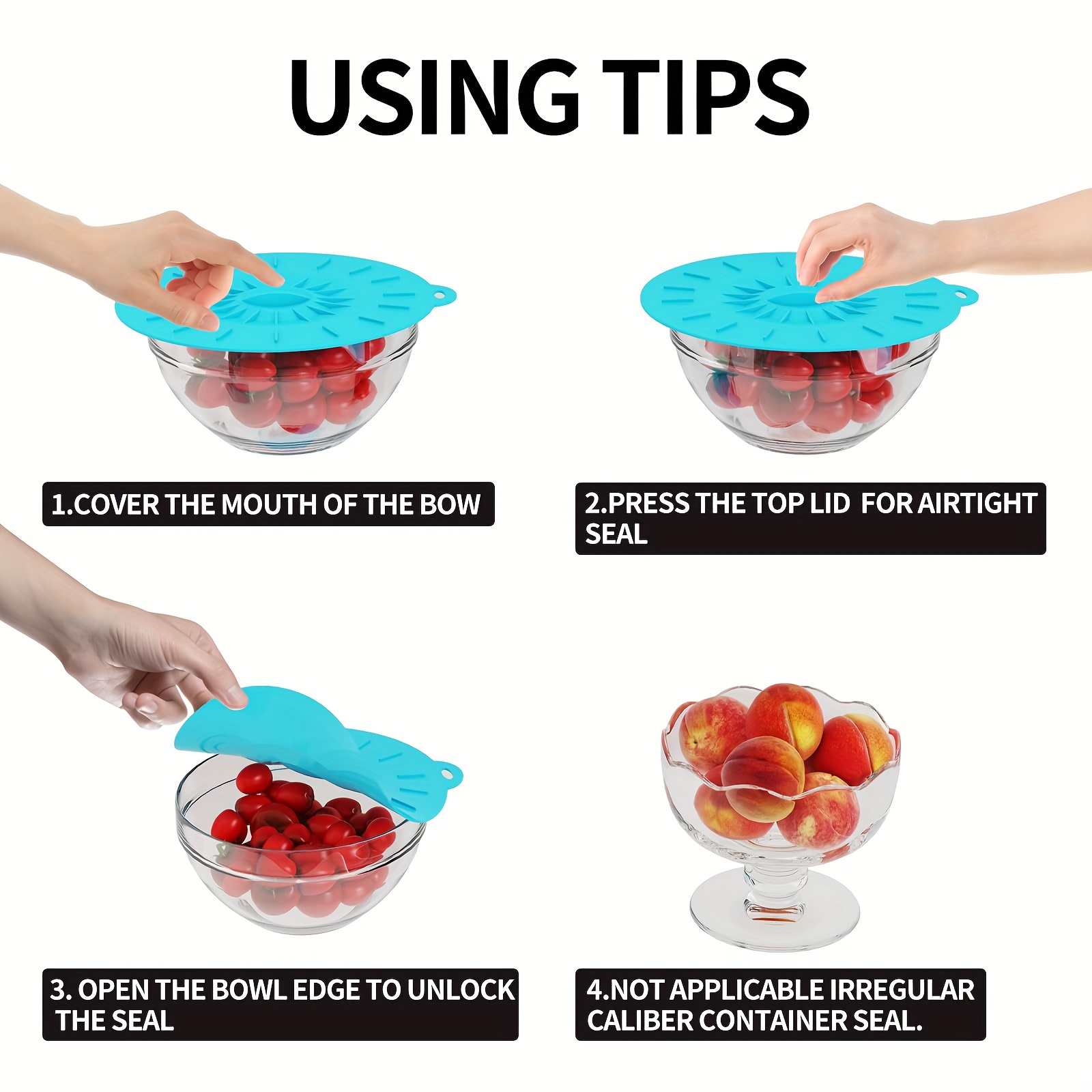 5-Piece Silicone Lids, Heat-Re - Food Storage Utensils ulasan dan harga