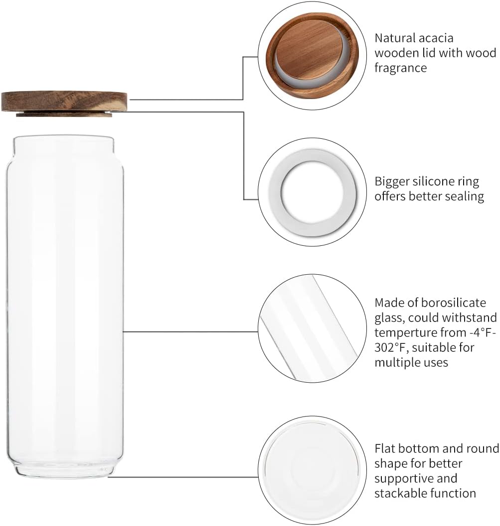 4 Pack 34 OZ Glass Jars with W - Food Storage Set Glass ulasan dan harga