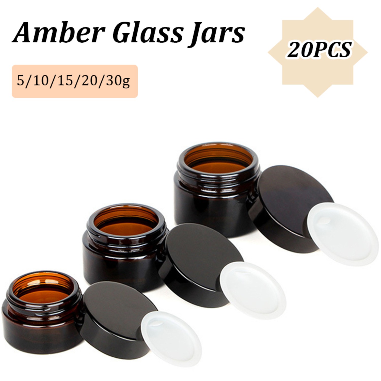 20PCS Small Amber Glass Jars w - Food Storage Set Glass ulasan dan harga