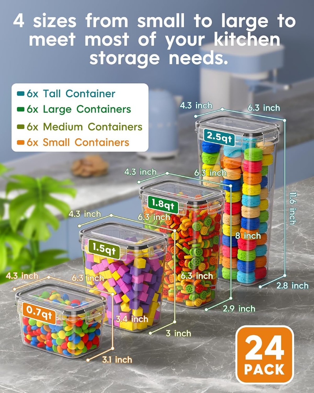 24 PCS Airtight Food Storage C - Food Storage Airtight ulasan dan harga