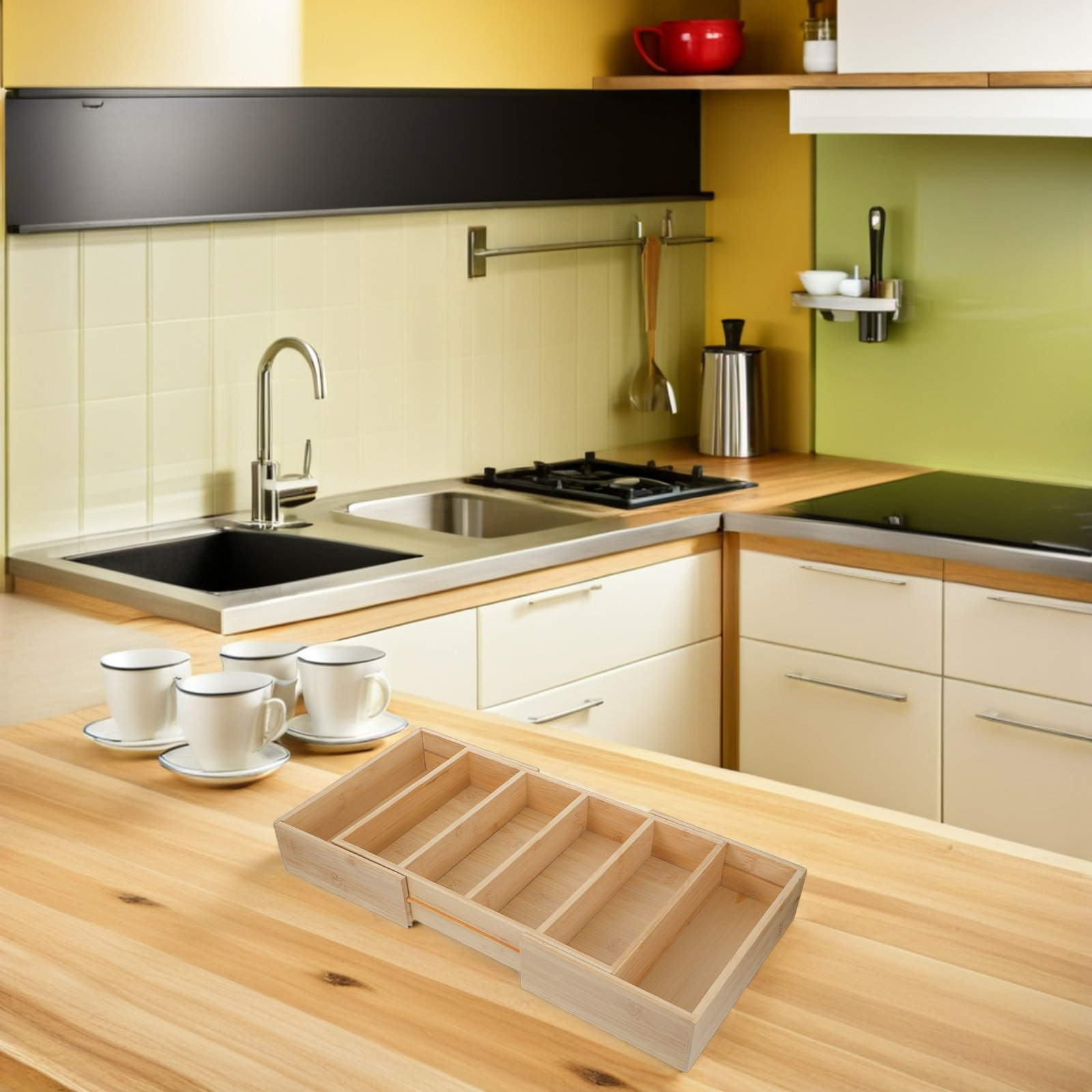 Bamboo Expandable Shelf Organi - Food Storage In Pantry ulasan dan harga