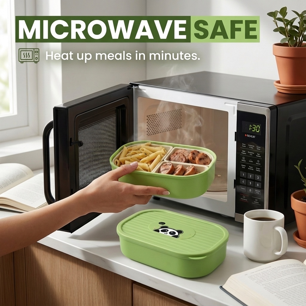 Cute Plastic Divided Lunch Box - Food Storage Oven Safe ulasan dan harga
