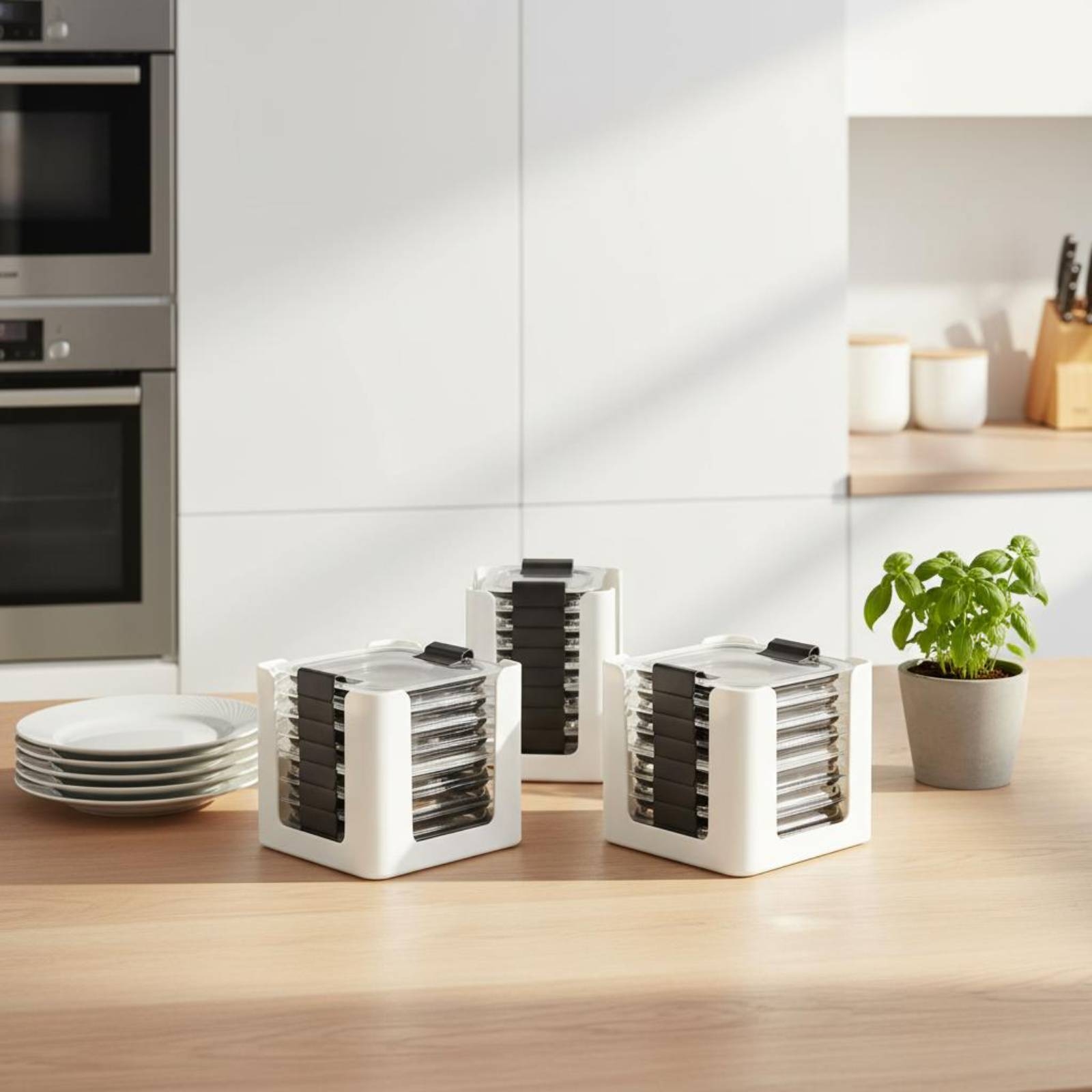 3 Pieces Lid Storage Rack Rect - Food Storage In Cabinets ulasan dan harga