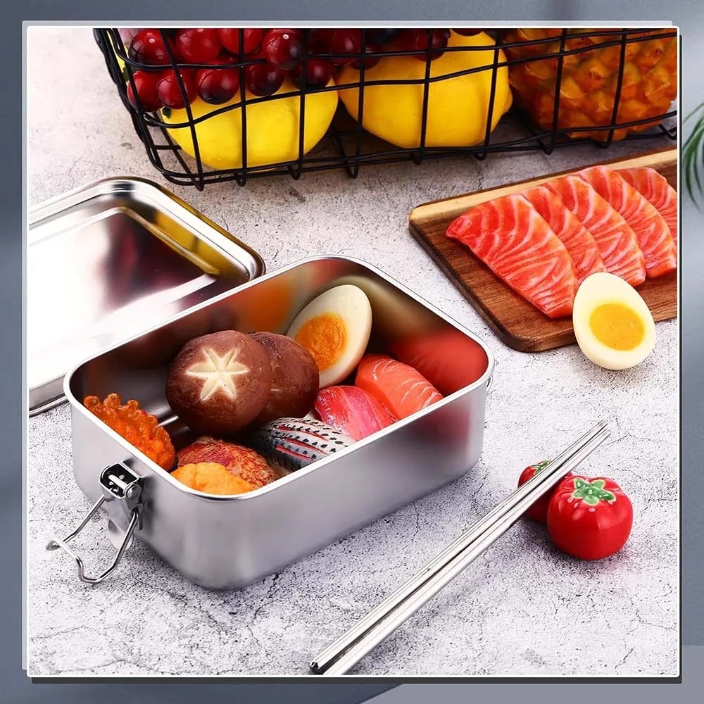 Stainless Steel Bento Box Meta - Food Storage With Lock ulasan dan harga